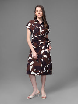 Kazo - Tiptoe Brown Midi Dress