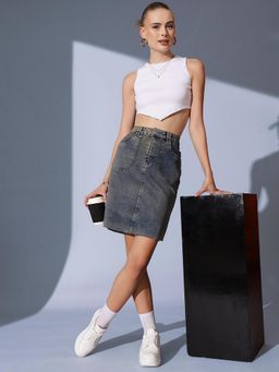 STREET 9 - Women Grey Denim Skirt