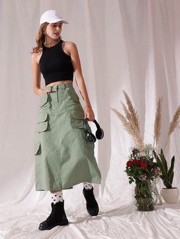 STREET 9 - Women Green Cargo Skirt