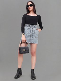 Go Colors - Women Blue Denim Mini Skirt