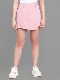 Go Colors - Women Pink Twill Skirt