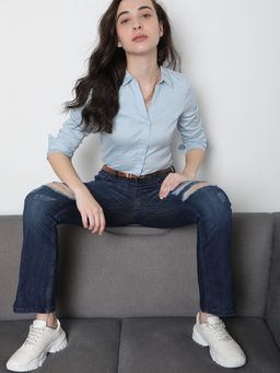 VERO MODA - Women Solid Blue Jeans