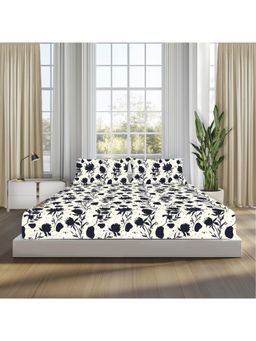 SLEEPSIA - Multi-Color Lounge King Size Midnight Blooms Bedsheet & 2 Pillow Covers