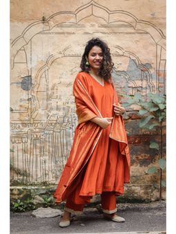 Babhru - Maroon Bagh Solid Kurta