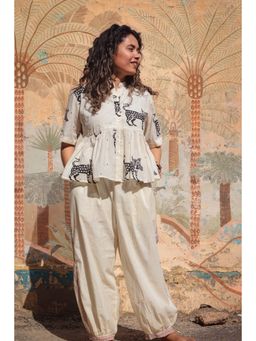 Babhru - Shadowed Safari Top with Salwar Co-Ord (Set of 2)