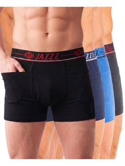 T.T. - Men’S 100% Cotton with Outer Pocket Multicolor Trunk (Pack of 4)