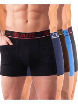 T.T. - Men’S 100% Cotton with Outer Pocket Multicolor Trunk (Pack of 5)