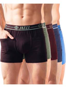 T.T. - Men’S 100% Cotton with Outer Pocket Multicolor Trunk (Pack of 5)