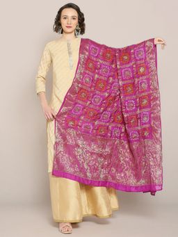 Dupatta Bazaar - Womens Purple Gharchola Banarasi Silk Dupatta