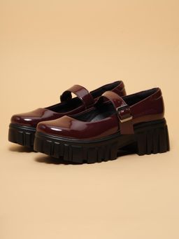 ERIDANI - Maroon Mia Mary Jane Chunky Loafers