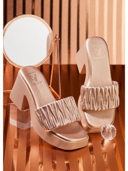 House of Vian - Charlotte Gold Block Heels Sandals