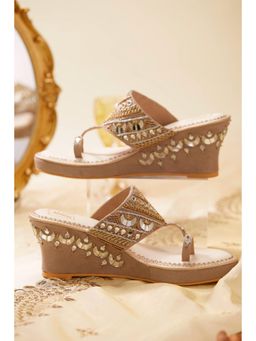 House of Vian - Mahira Nude Embellished Wedges