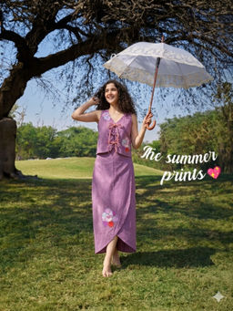 KALALOOM - Blush Meadow Embroidered Top And Skirt