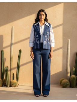 KALALOOM - Denim Embroidered Co-Ord Set