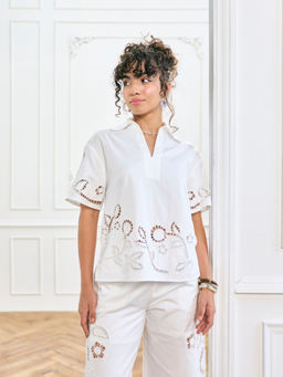 Style Island - White Monica Cutwork Embroidered Top