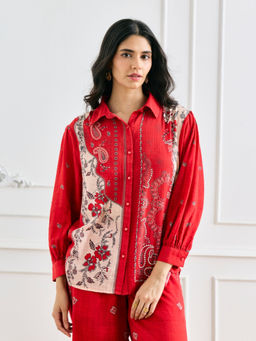 Style Island - Red Amanda Printed Shirt