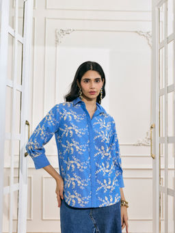 Style Island - Blue Helena 3D Embroidered Shirt