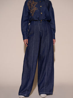 Style Island - Blue Andy Linen Blend Denim Pant
