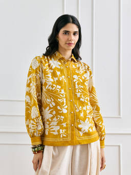 Style Island - Mustard Stephanie Floral Print Shirt