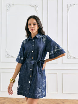 Style Island - Blue Jane Denim Dress With Belt