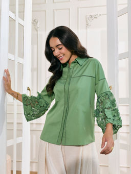 Style Island - Green Cher 3D Embroidered Shirt