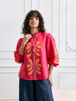 Style Island - Pink Margot Applique Top