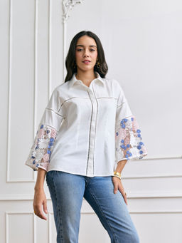 Style Island - White Cher 3D Embroidered Shirt