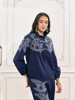 Style Island - Blue Kelsey Embroidered Shirt