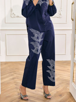Style Island - Blue Kelsey Embroidered Pant