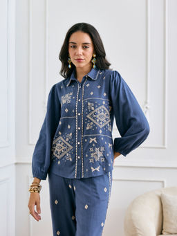 Style Island - Blue Julie Embroidered Shirt