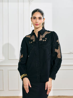 Style Island - Black Lucy Embroidered Shirt