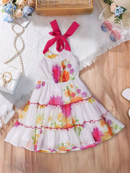PSPeaches - White Georgette Floral Dress