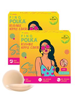 Pinq Polka - Premium Ultra Reusable Nipple Cover Pasties, Round Shape - Combo of 2
