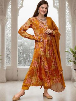 ISHIN - Women Yellow Chinon Kurta with Pant & Dupatta (Set of 3)