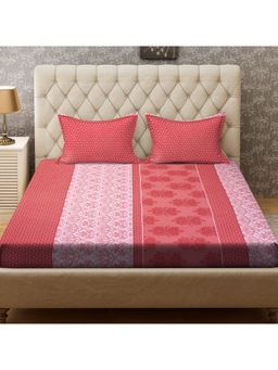 CORE Designed by SPACES - Seasons Best Pink Floral 104 Tc 1 Double Bed Sheet With 2 Pillow Covers