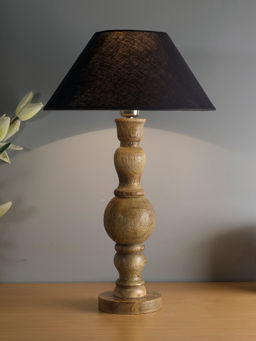 Homesake - Wood Bubble Table Lamp Black Cone Shade