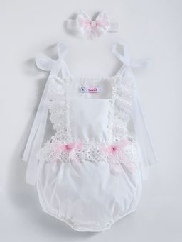 Hopscotch - Lace Bow Applique Onesie with Headband