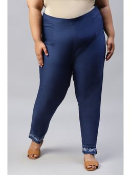 W - Blue Embroidered Slim Pant