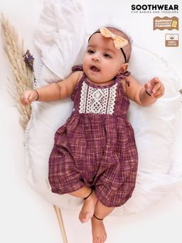 HALEMONS - Wine Embroidered Comfortable Fit Romper