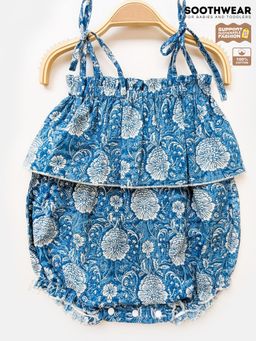 HALEMONS - Blue Floral Comfortable Fit Romper