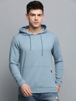 SHOWOFF - Mens Hooded Solid Blue Pullover Sweatshirt