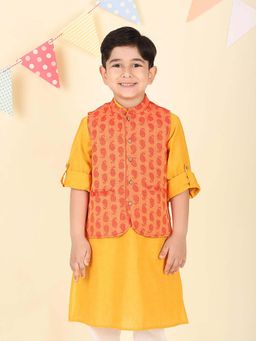 Fabindia - Orange Cotton Dobby Jacket