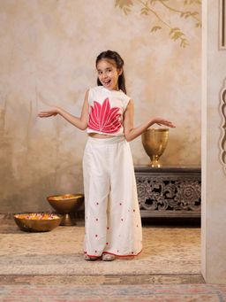 SHORGUL - Lotus Applique Embroidered Top and Palazzo