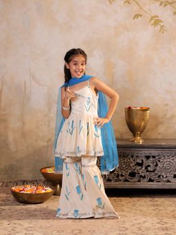 SHORGUL - Tulip Floral Printed Kurti with Printed Sharara and Dupatta