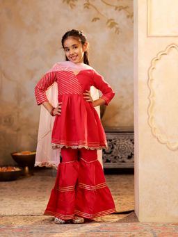 SHORGUL - Gotapatti Kurti with Printed Sharara and Dupatta