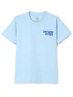FUNKRAFTS - Boys Premium Knitted Cotton Half Sleeves T-Shirt - Sky Blue