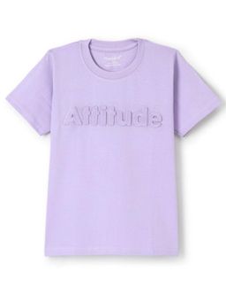 FUNKRAFTS - Boys Premium Knitted Cotton Half Sleeves Typographic T-Shirt - Purple