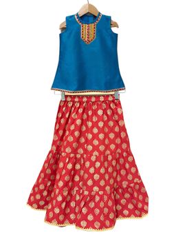 TWISHA - Woven Sleeveless Embellished Top with Sharara