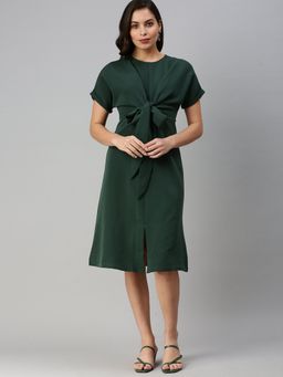 SHOWOFF - Women's Solid Green Sheath Dress
