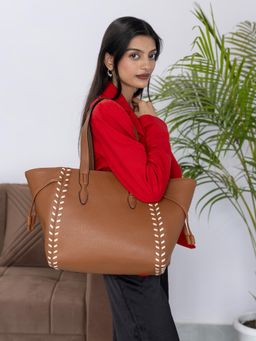 Suave Bags - The Sienna Stitch Tan Tote Bag